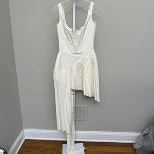 Ceren Osak Cream Asymmetrical Ruched Sundress size S new with tags